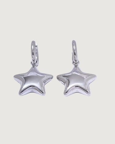 CHUNKY STAR STATEMENT HOOP EARRINGS SILVER - STUDIO JO STORE